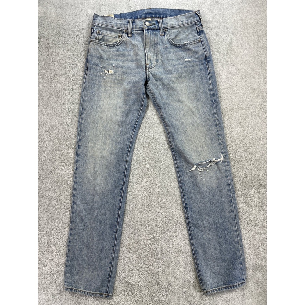 J. Crew Jeans Men 31x30 Blue 484 Slim Fit Japanese Kaihara Denim Distressed